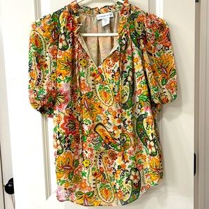 Cupcakes and Cashmere Yellow Paisley and Floral Blouse